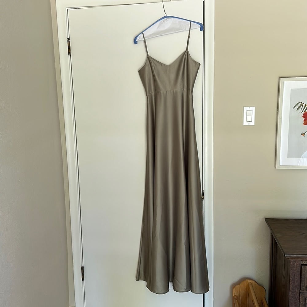 Faith Maxi Dress in Moss Green Luxe Satin